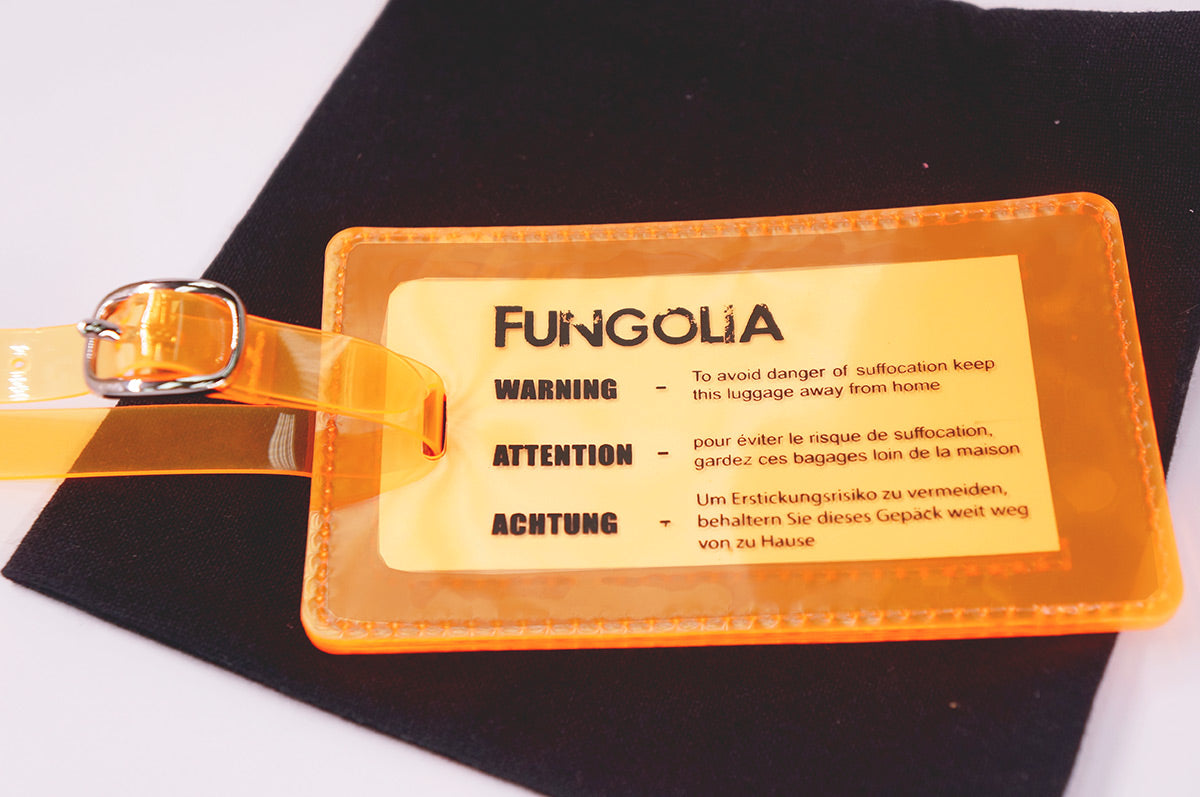 <A 000a001a99b1> Fungolia Premium PVC Neon Luggage Tag - Warning Message