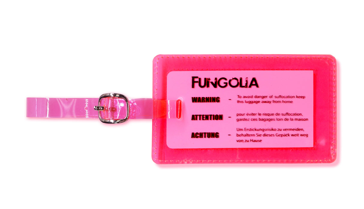 <A 000a001a99b1> Fungolia Premium PVC Neon Luggage Tag - Warning Message