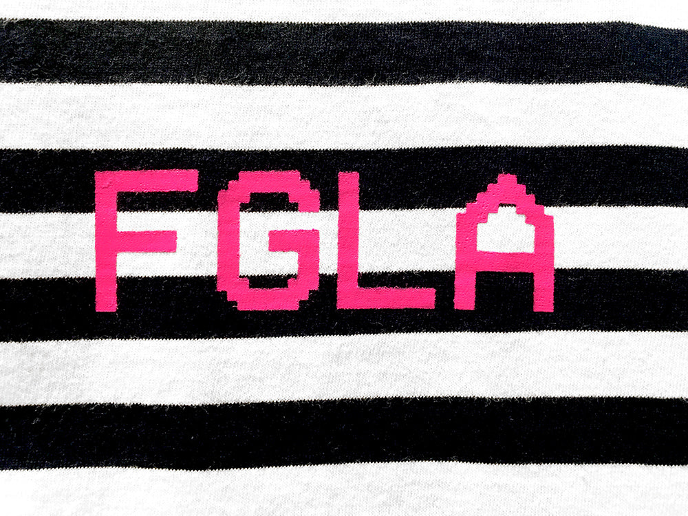 <A 082>FGLA Navy/White Stripe Tee (Neon Pink)