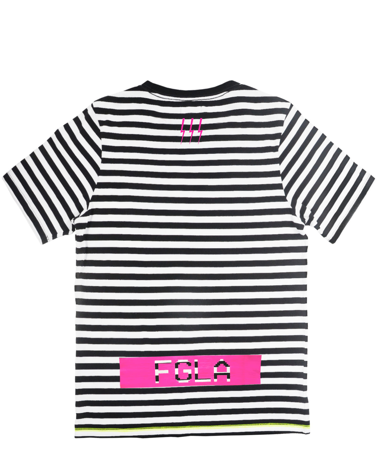 <A 082>FGLA Navy/White Stripe Tee (Neon Pink)