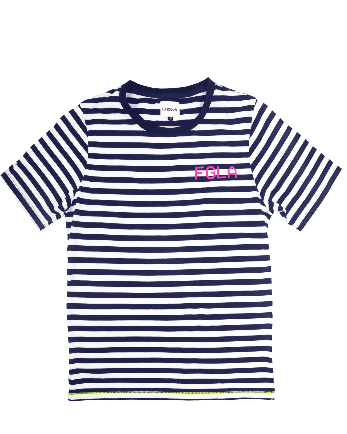 <A 082>FGLA Navy/White Stripe Tee (Neon Pink)