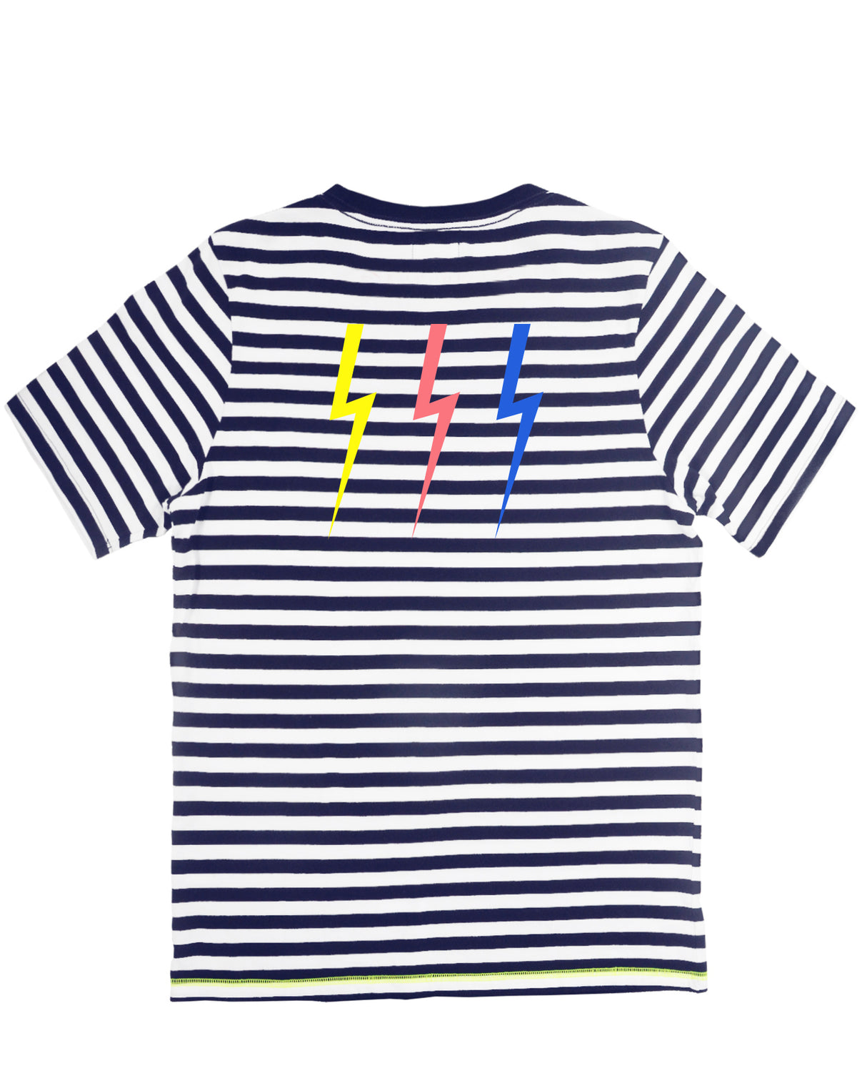 <A 083>Navy/White Stripe Tee with Thunder
