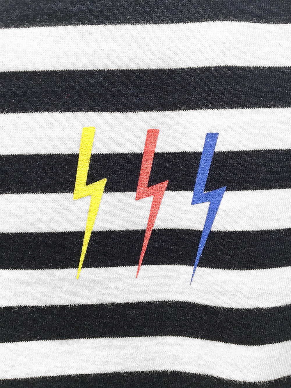 <A 083>Navy/White Stripe Tee with Thunder
