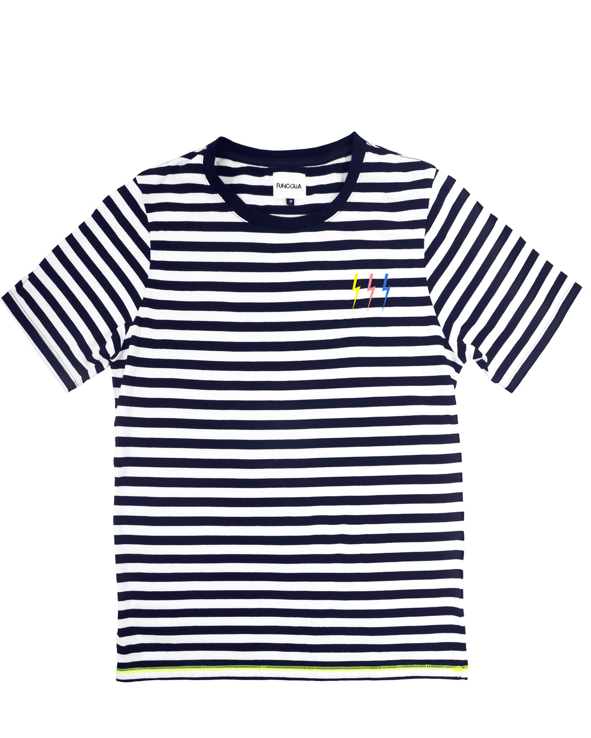 <A 083>Navy/White Stripe Tee with Thunder