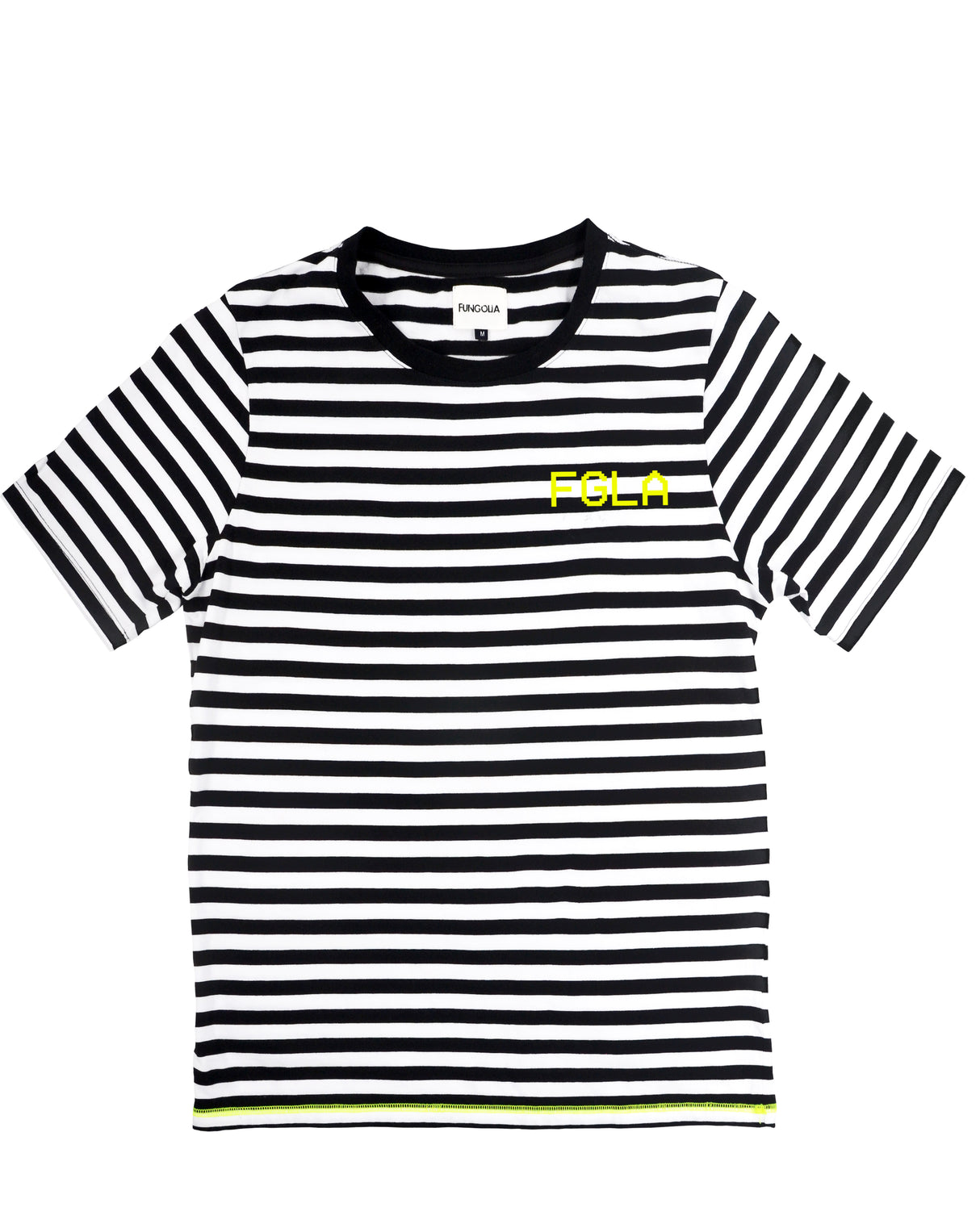 <A 081>FGLA Black/White Stripe Tee (Neon Yellow)