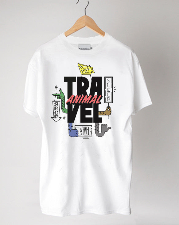 <Q002>Travel Animal x Seven Miles Tee (White)