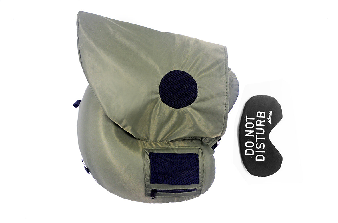 <A 000a001z9b> Fungolia MA-1 Memory Foam Travel Hoodie Pillow (green)