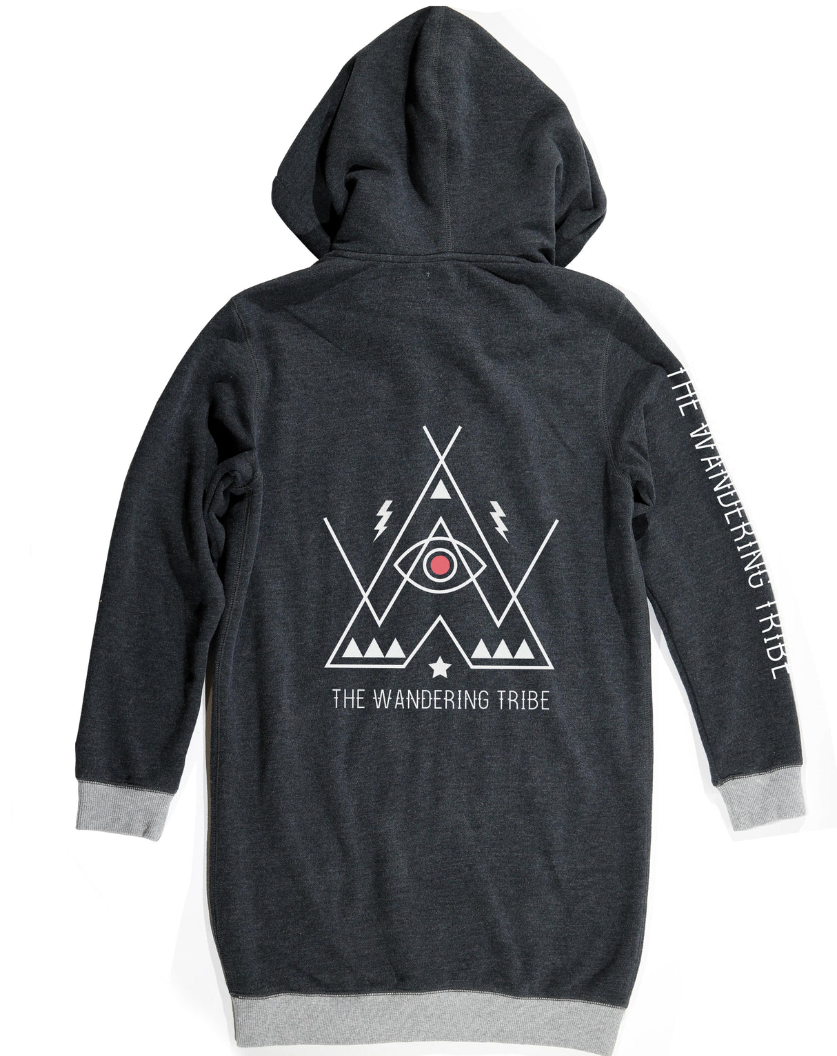 <A 001a74> Fungolia Fleece Long hoodie -The wandering tribe (Charcoal)