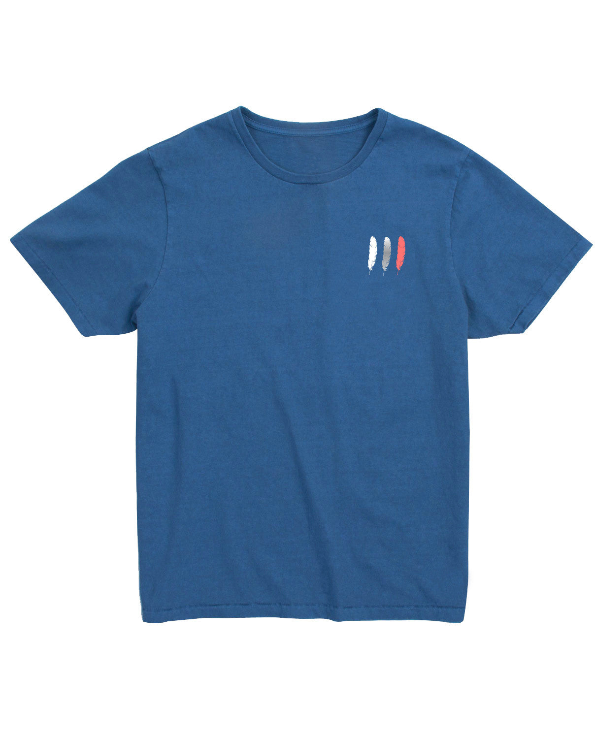 <Aa 005>Fungolia Garment Dyed Tee (Blue) - Feathers print