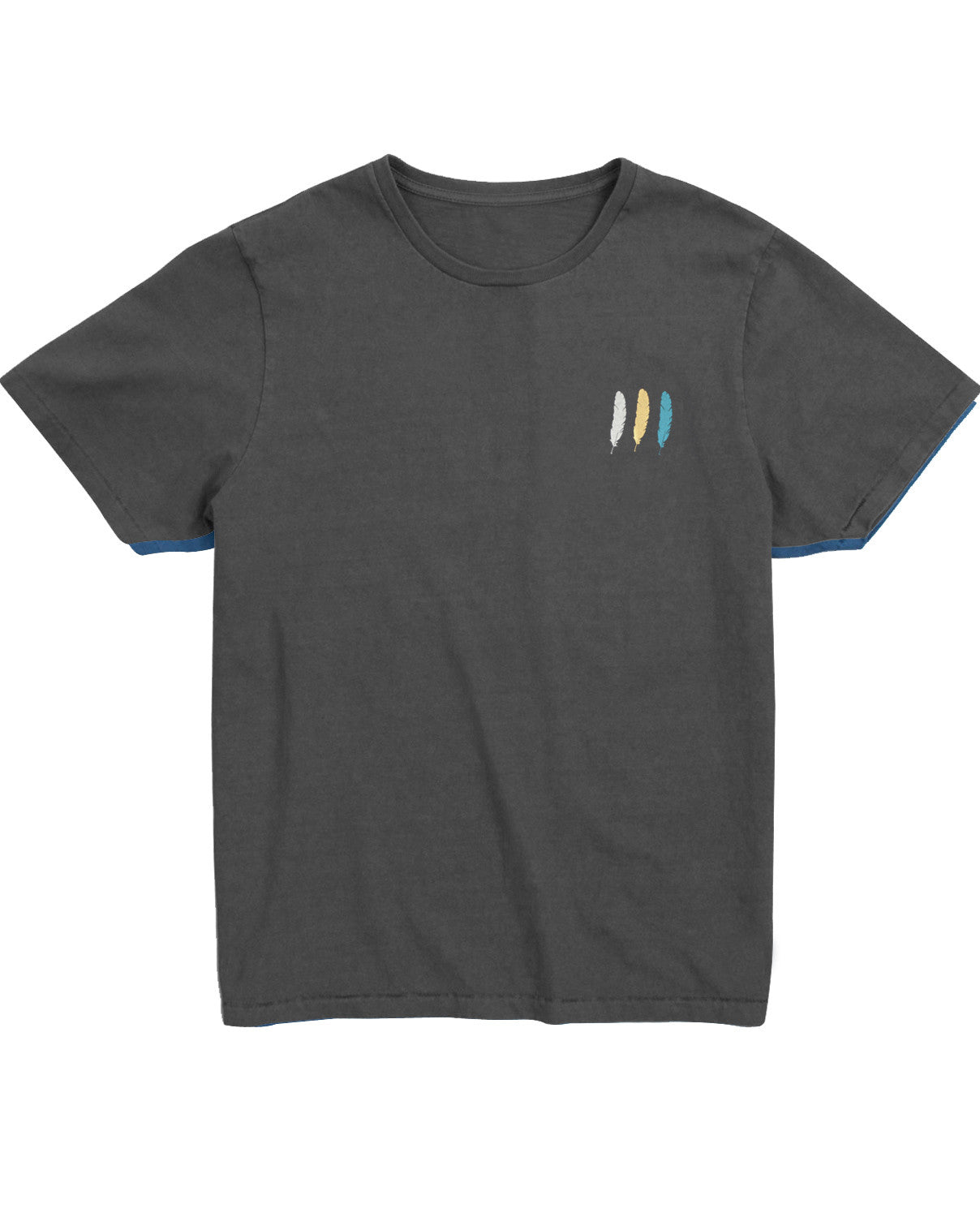 <Aa 006>Fungolia Garment Dyed Tee (Grey) - Feathers print