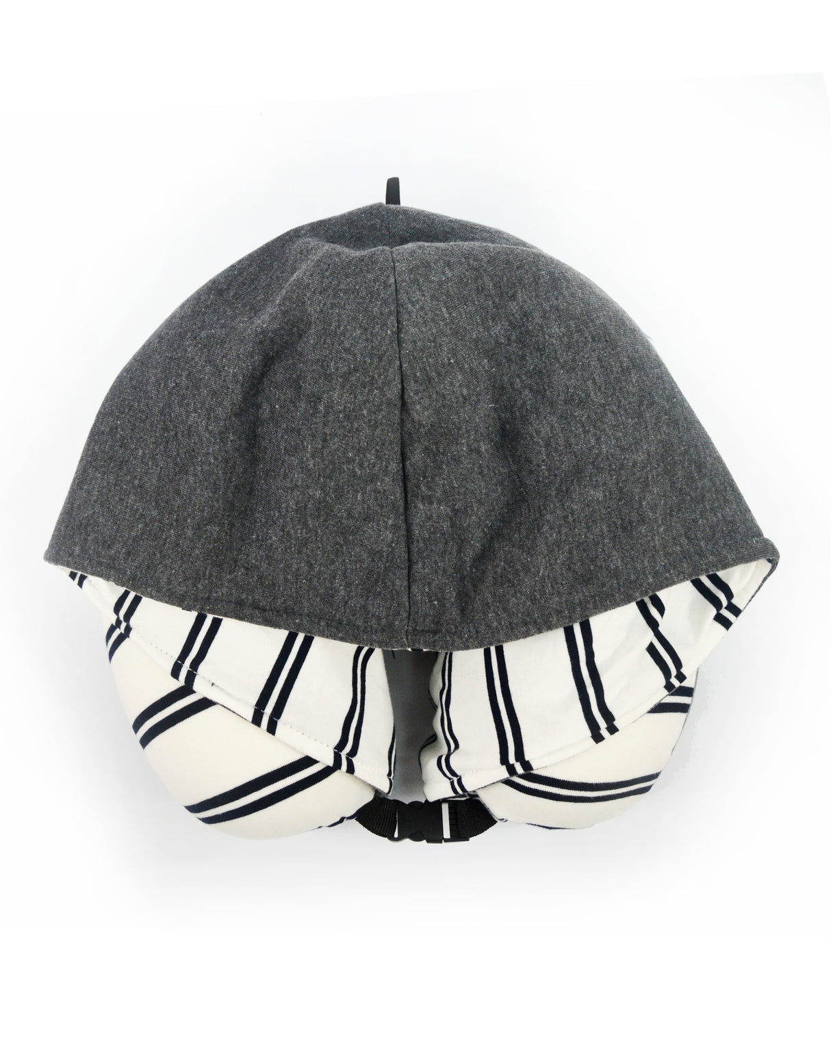 <A 000a62>Stripe Hoodie Pillow - White/Grey Stripe