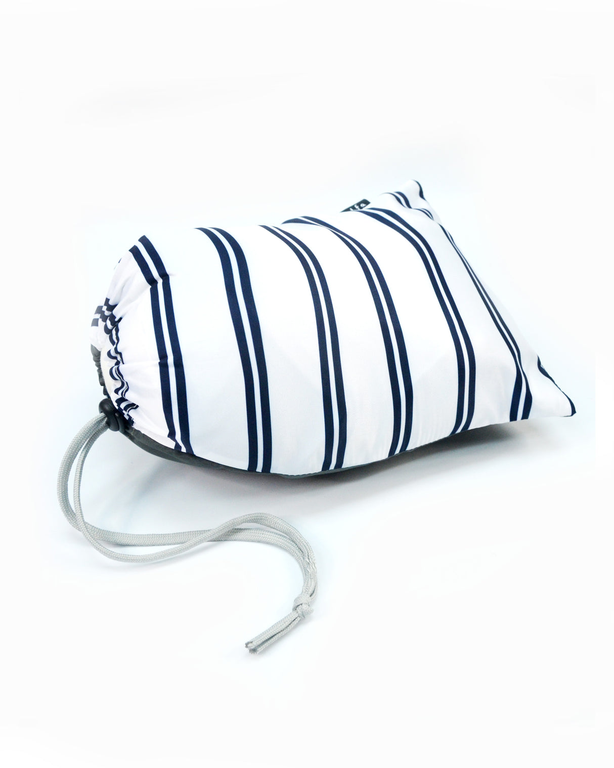 <A 000a62>Stripe Hoodie Pillow - White/Grey Stripe