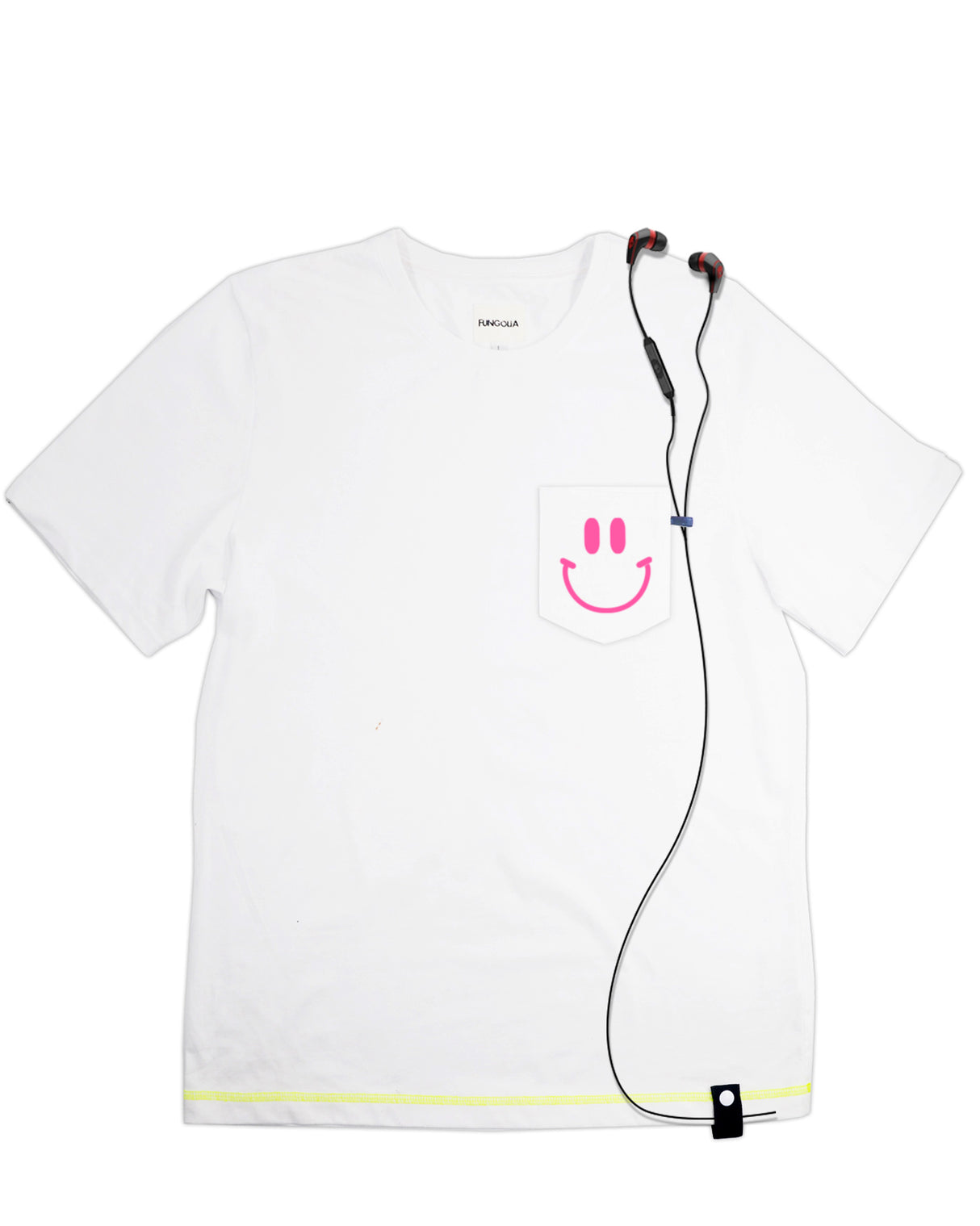 <A 058>Muse Pocket Tee - White (Smiley Face)