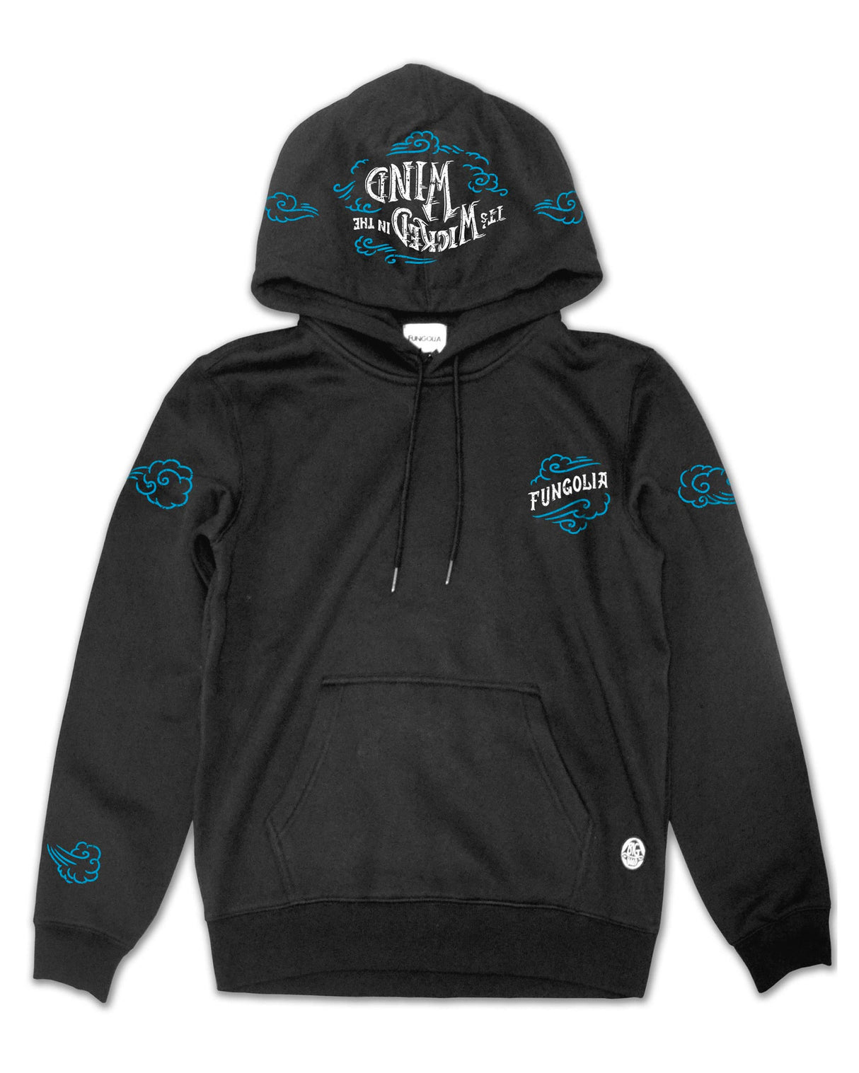 <Ab 007>Fungolia fleece Hoodie - Its Wicked in the Wind (Black)