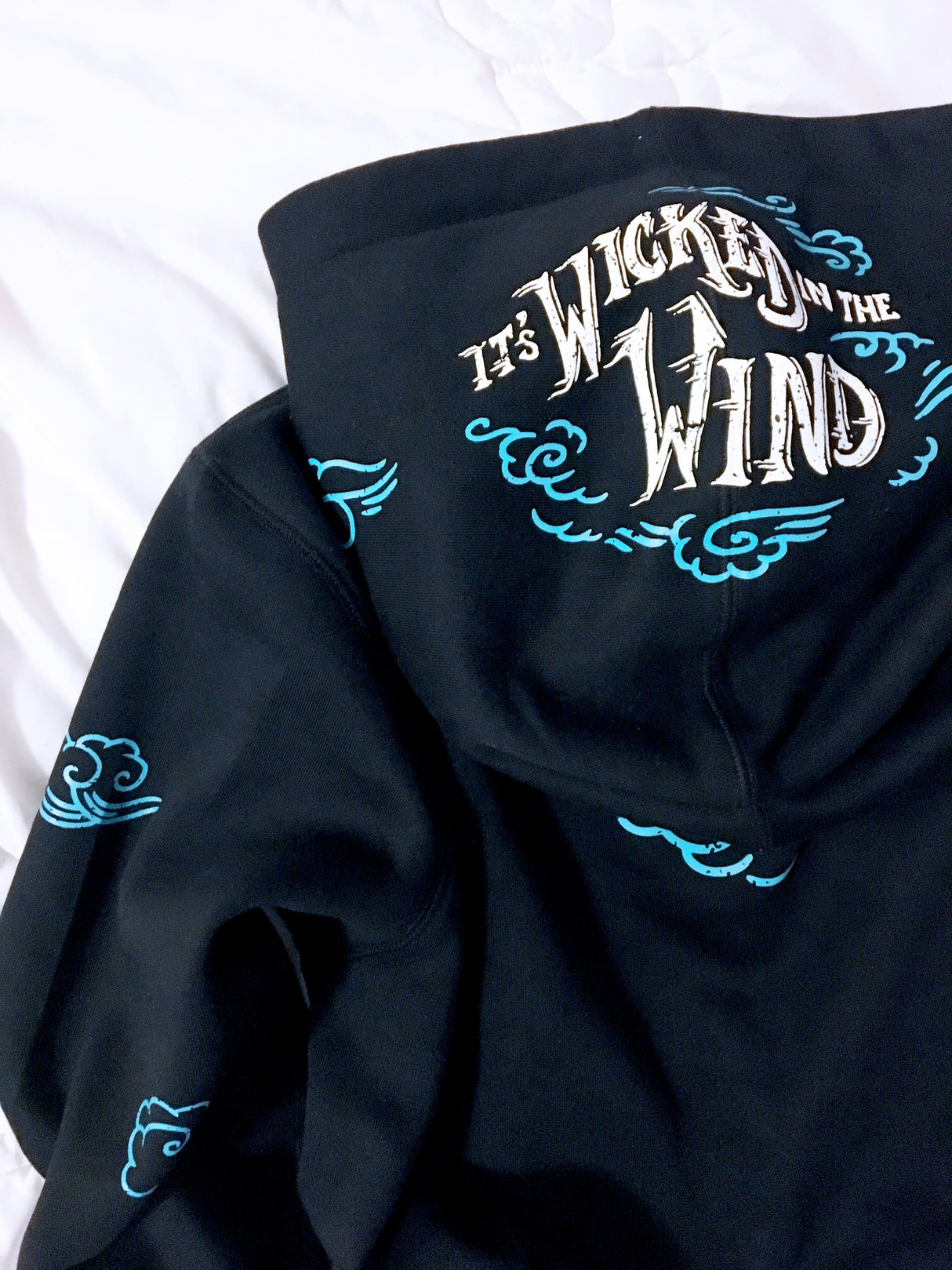 <Ab 007>Fungolia fleece Hoodie - Its Wicked in the Wind (Black)