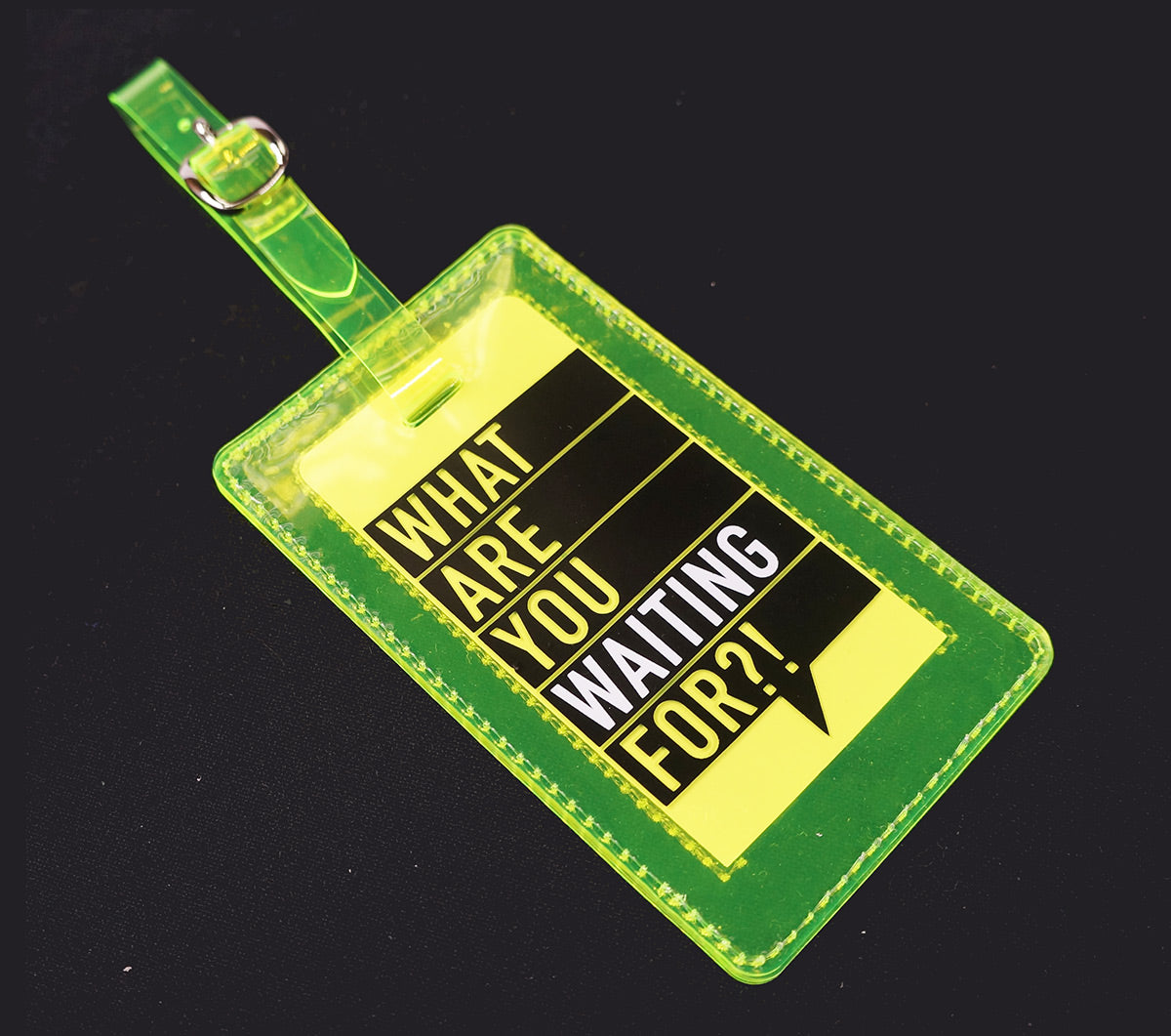 <A 000a001a99b4> Fungolia Premium PVC Neon Luggage Tag - What are you waiting for?