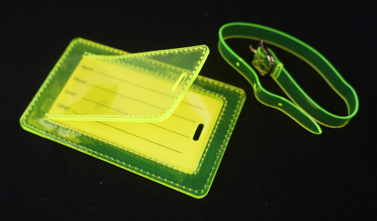 <A 000a001a99b1> Fungolia Premium PVC Neon Luggage Tag - Warning Message