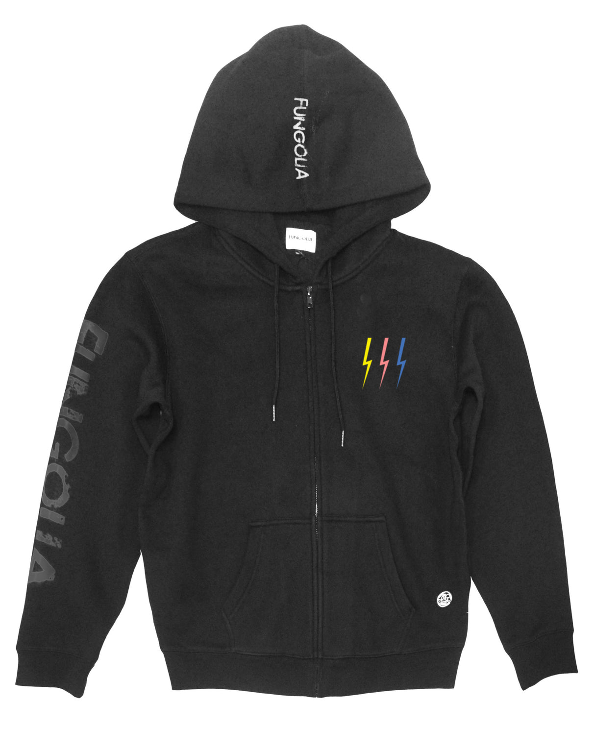 <Ab 15> Fungolia Fleece Zip Up Hoodie - Vertical Logo (Black)