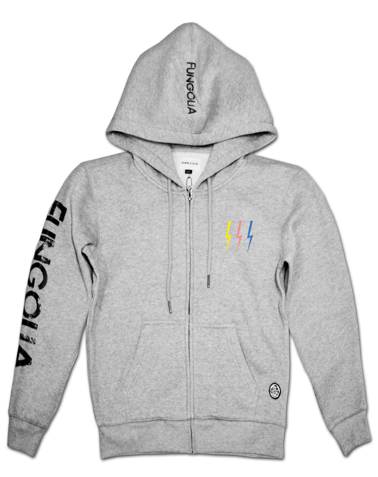 <Ab 16> Fungolia Fleece Zip Up Hoodie - Vertical Logo (Grey)