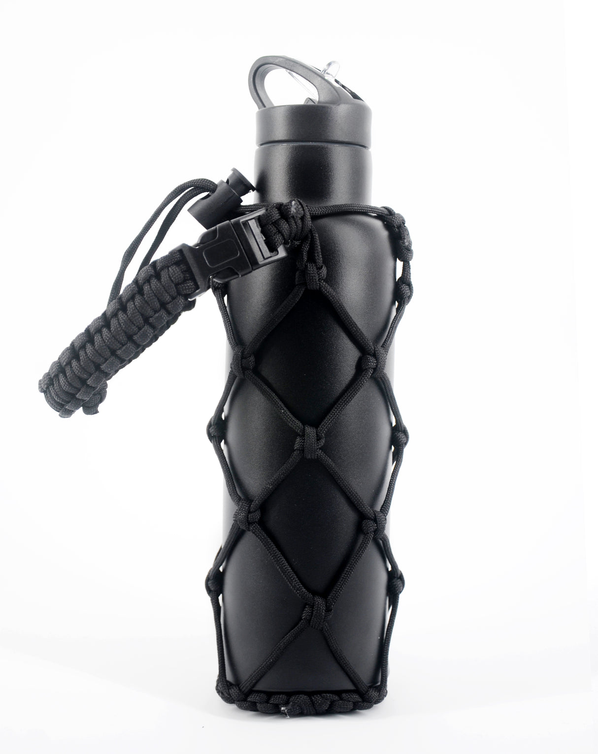 <zzA 000a001y5r1> Fungolia 21 oz double wall insulated stainless steel water bottle with paracord holder (Black)