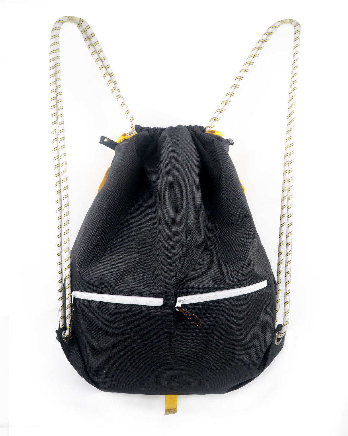 <A 001b1> Fungolia Premium drawstring backpack (Black/Yellow)