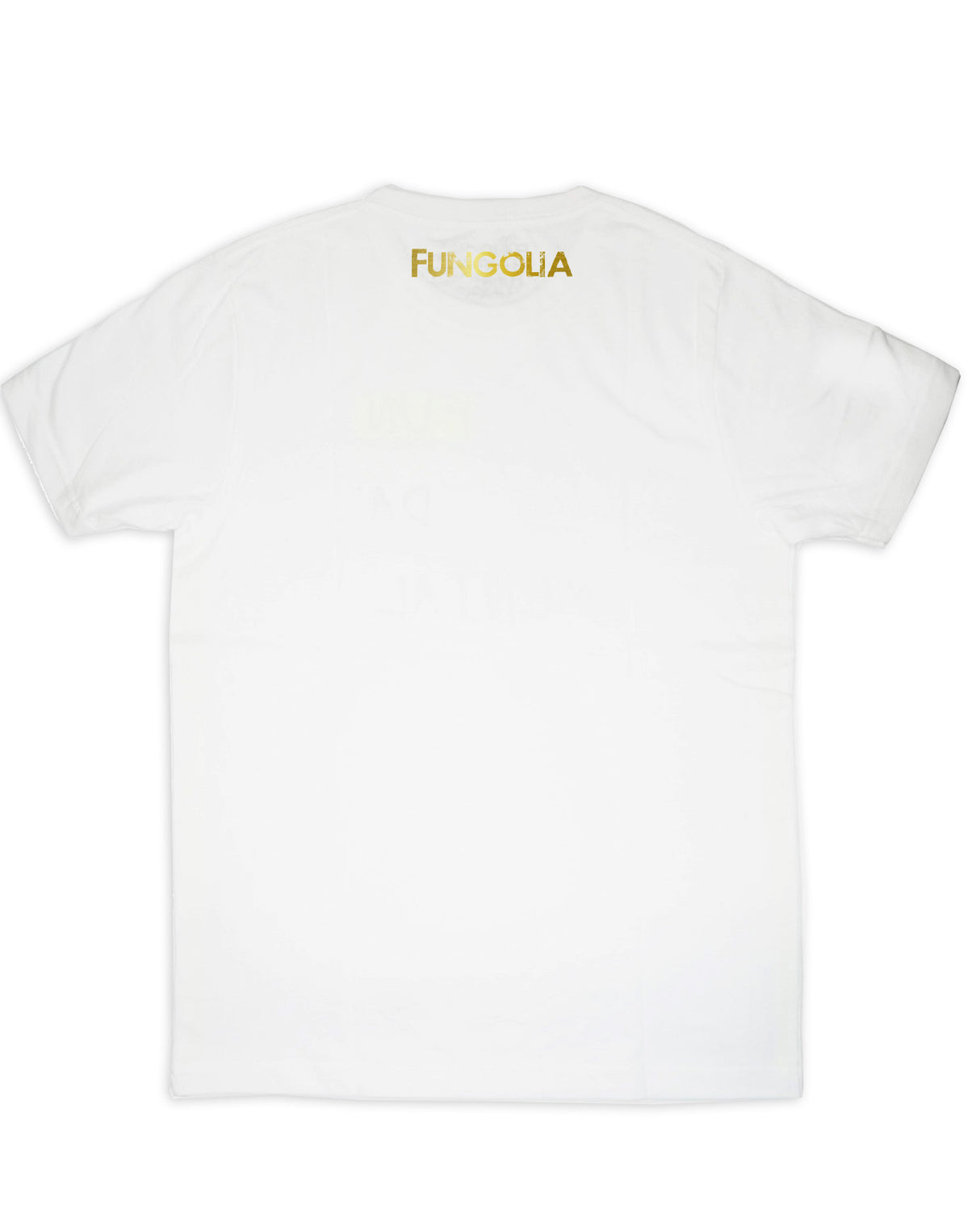 <A 000a003aa> Fungolia 4th Anniversary Large Feather Tee - Gold & Black (White)