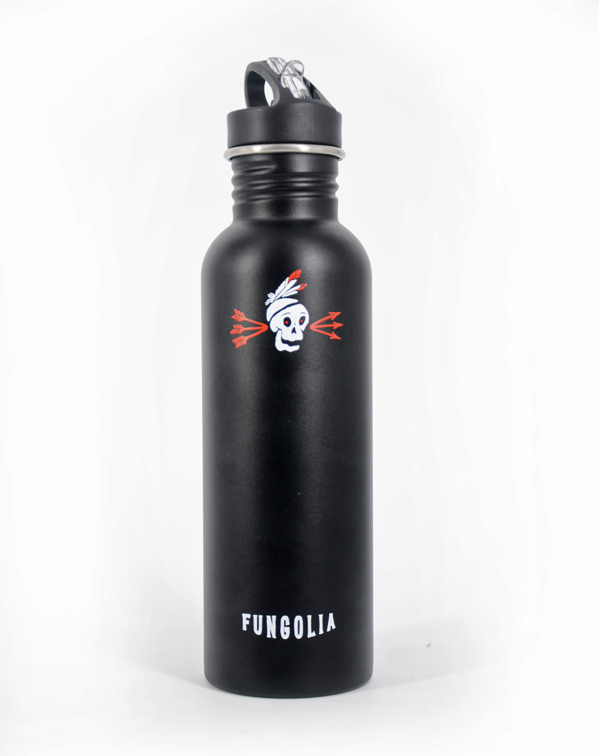 <zzA 000a001y5r2> Fungolia 27 oz non-insulated stainless steel water bottle with paracord holder (Black)