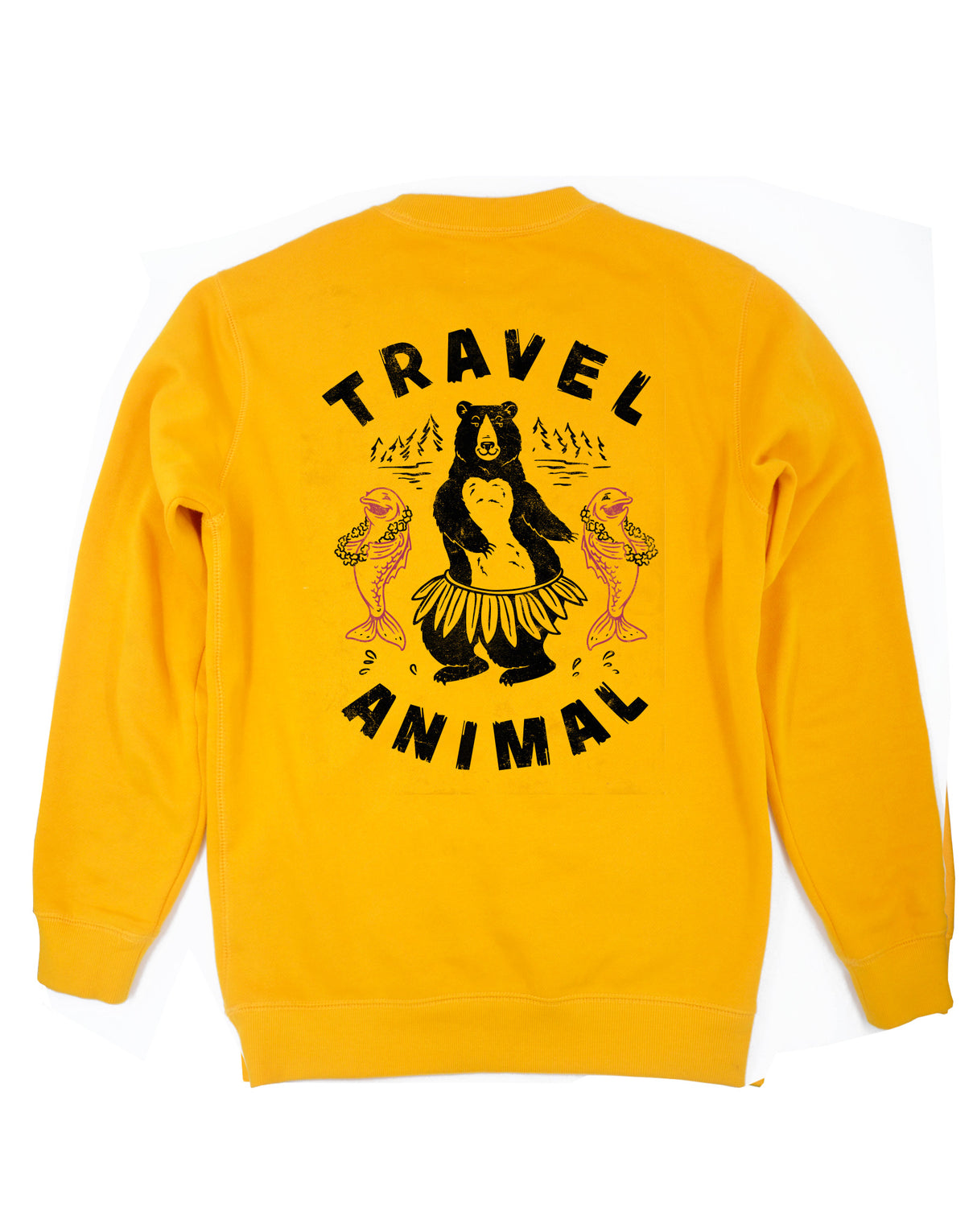 <A 001a97> Fungolia Fleece Crew neck Sweatshirt - TA Bear (Mustard Yellow)