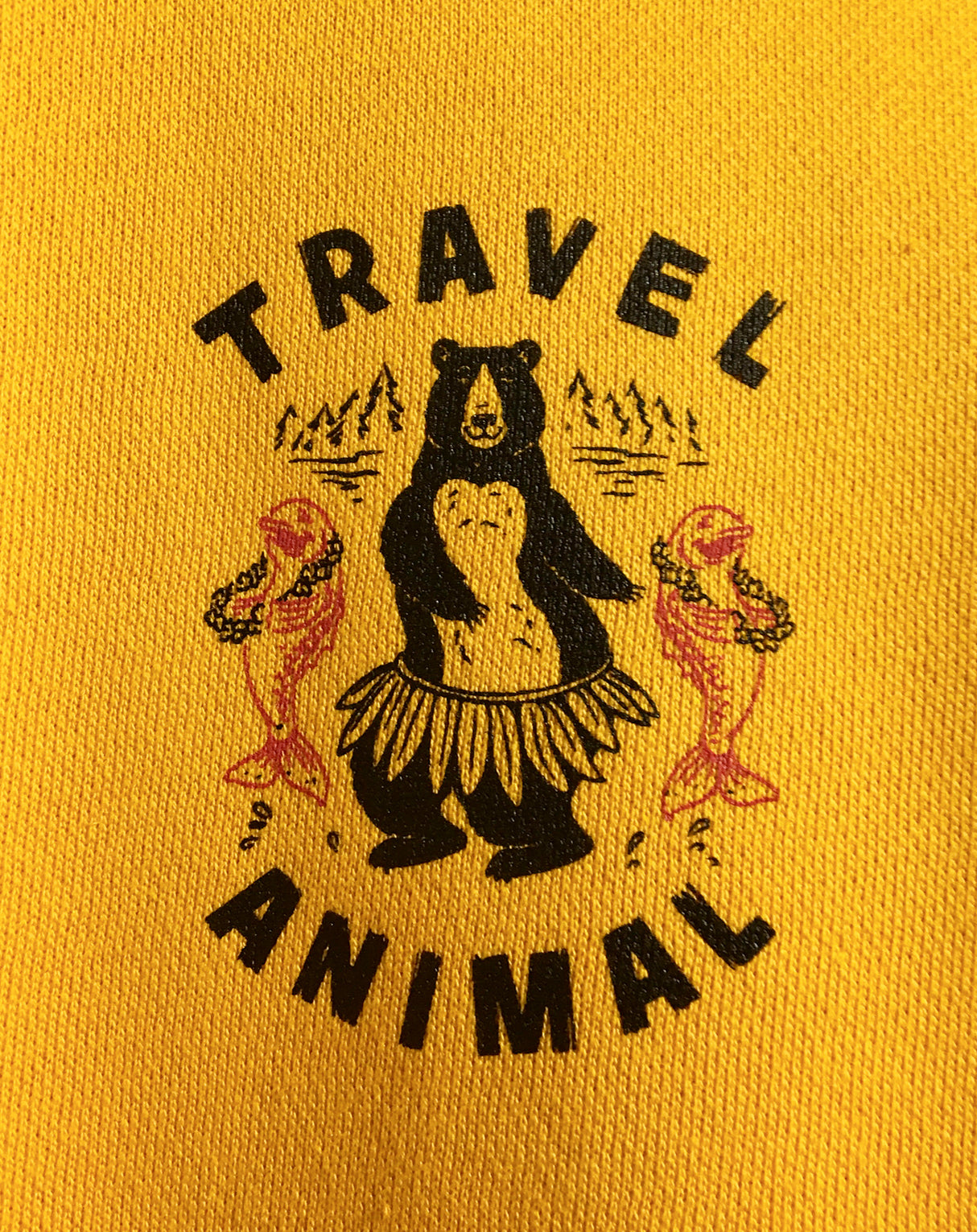 <A 001a97> Fungolia Fleece Crew neck Sweatshirt - TA Bear (Mustard Yellow)
