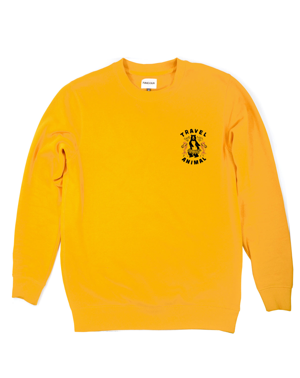 <A 001a97> Fungolia Fleece Crew neck Sweatshirt - TA Bear (Mustard Yellow)