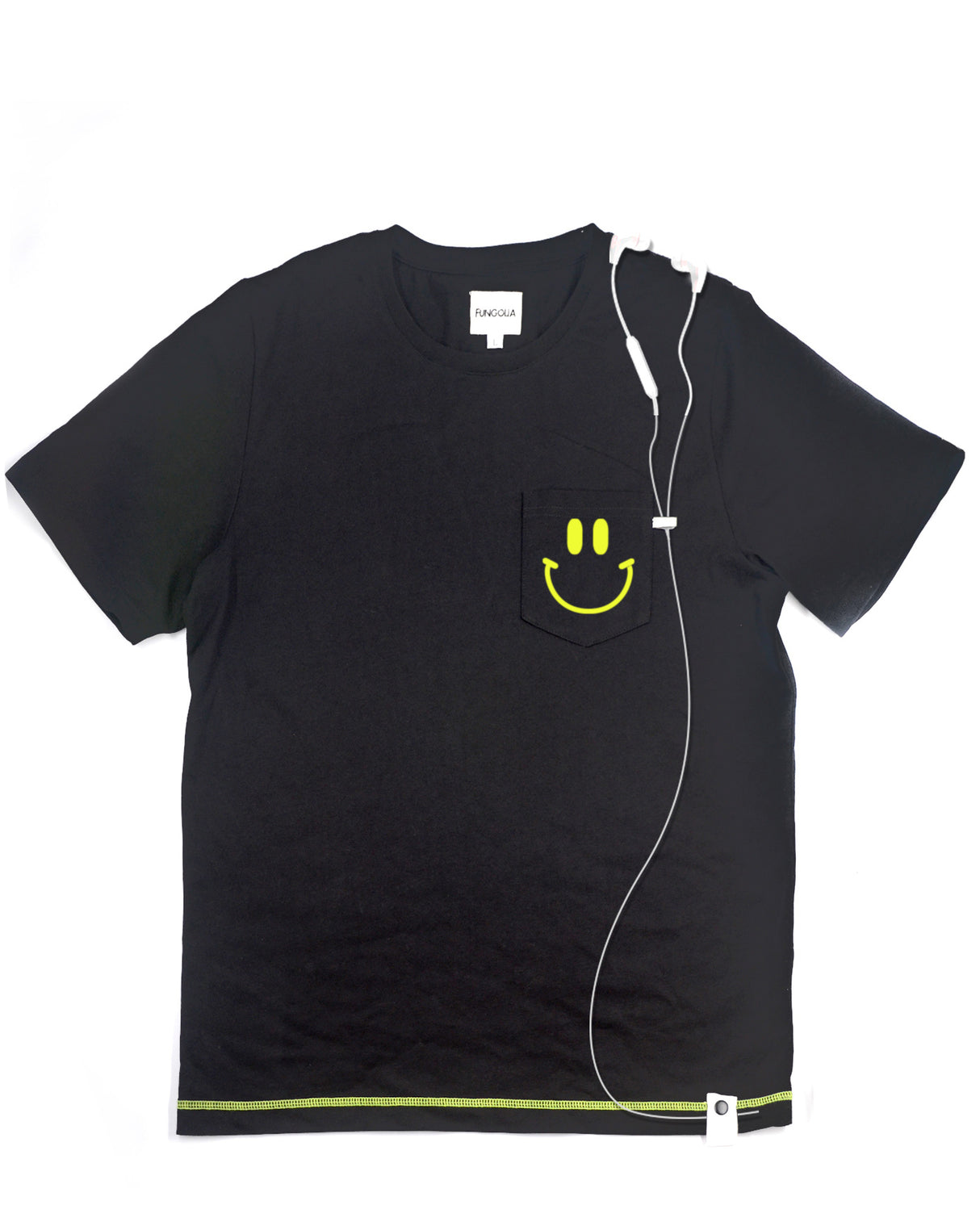 <A 059>Muse Pocket Tee - Black (Smiley Face)