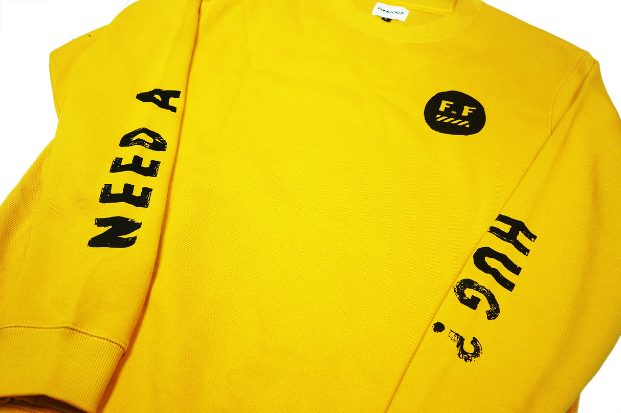 <A 000a001y6a06> Fungolia Fleece Crew Neck Sweatshirt - Fight or Flight (Mustard Yellow)