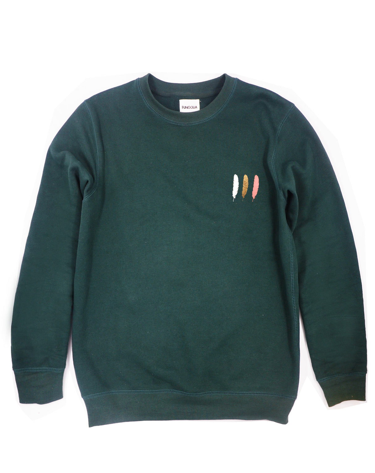 <A 001a94> Fungolia Fleece Crew neck Sweatshirt - WBF feather (Forest Green)