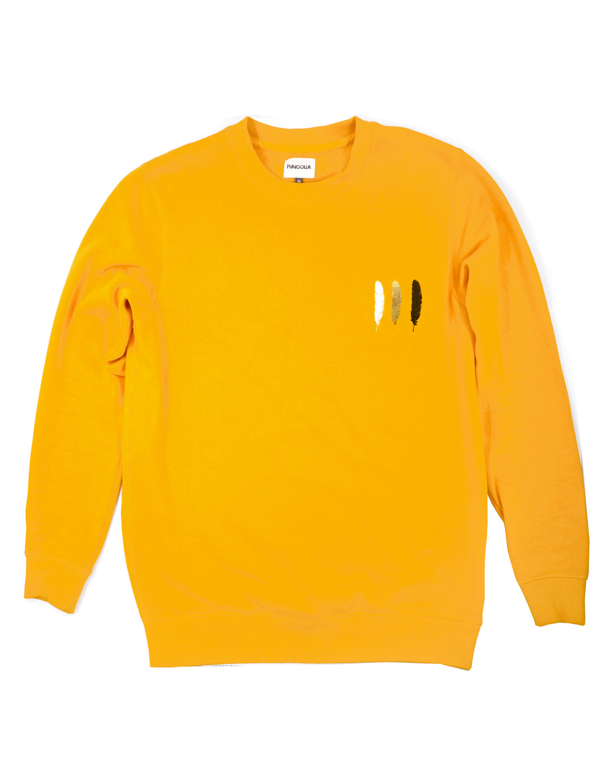 <A 001a95> Fungolia Fleece Crew neck Sweatshirt - WBF feather (Mustard Yellow)