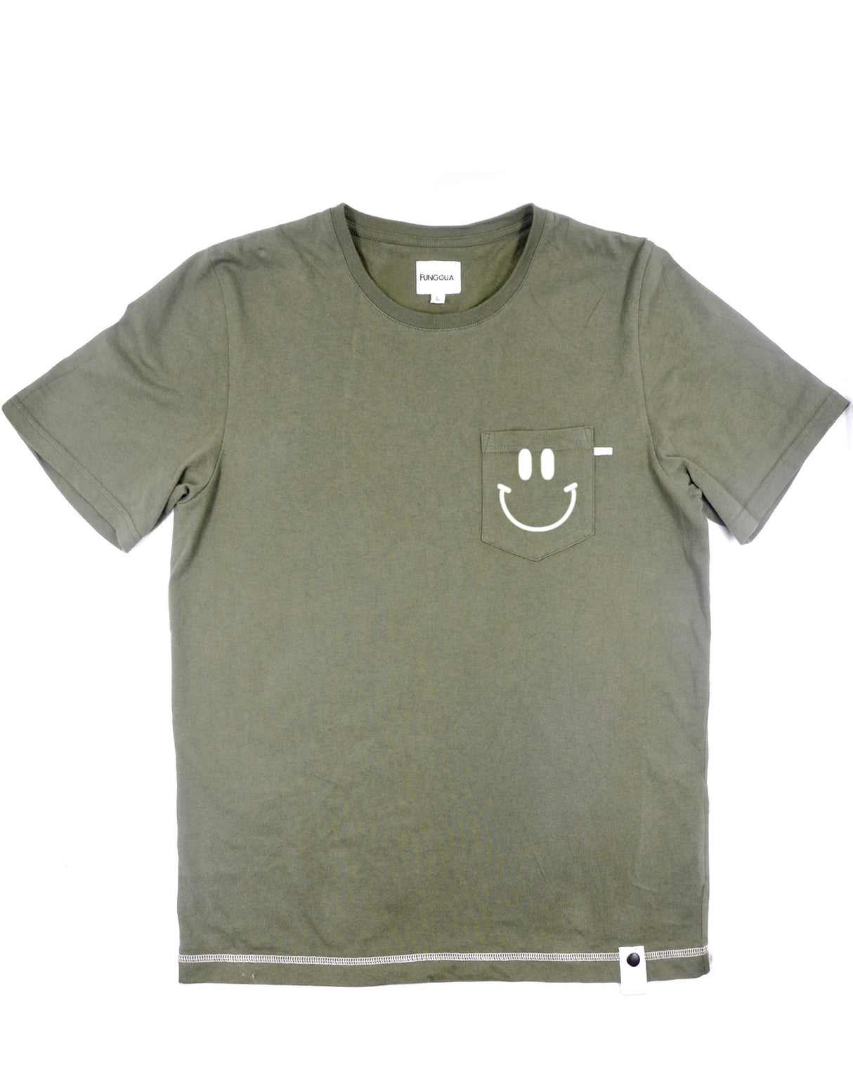 <A 056>Muse Pocket Tee - Military Green (Smiley Face)