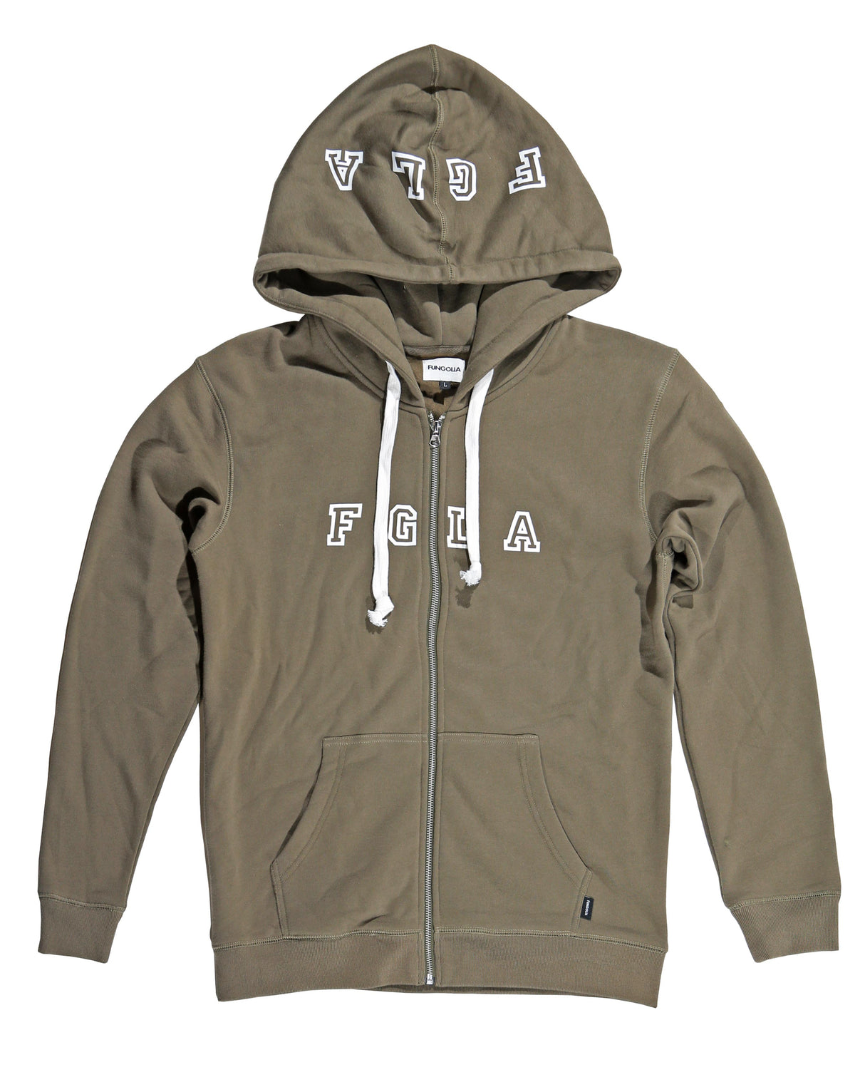 <A 001a86> Fungolia Zip Up Fleece Big hood Hoodie -FGLA (Army green)