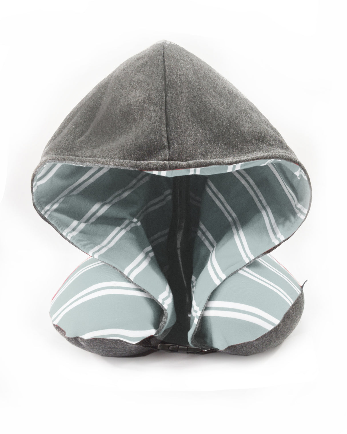 <A 000a61>Stripe Hoodie Pillow - Grey/White Stripe