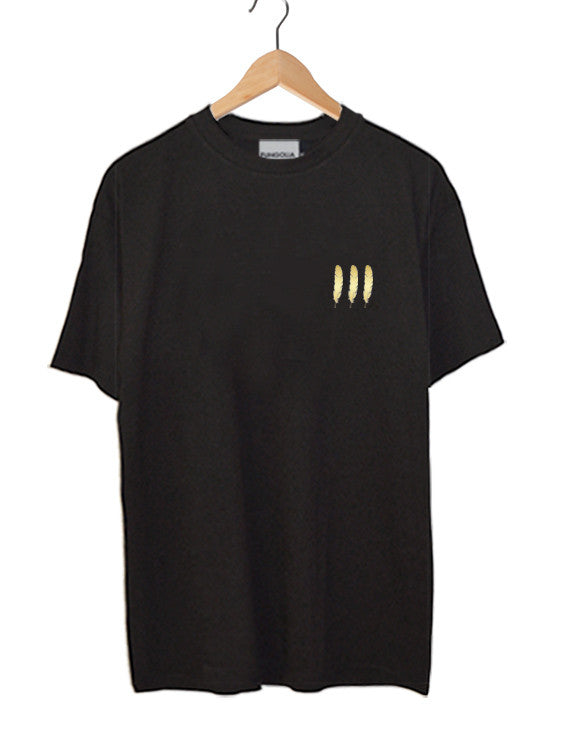 <Aa 008>Fungolia 2nd Anniversary Special Edition Gold Feather Tee (Black)