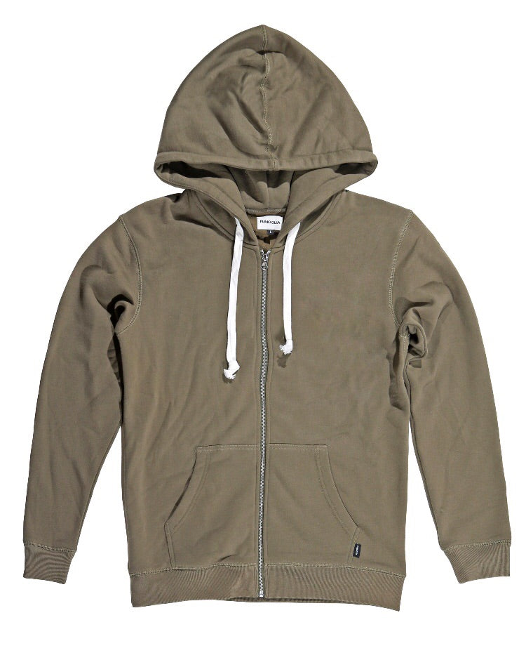 Fungolia Zip Up Fleece Big hood Hoodie -Plain (Army green)
