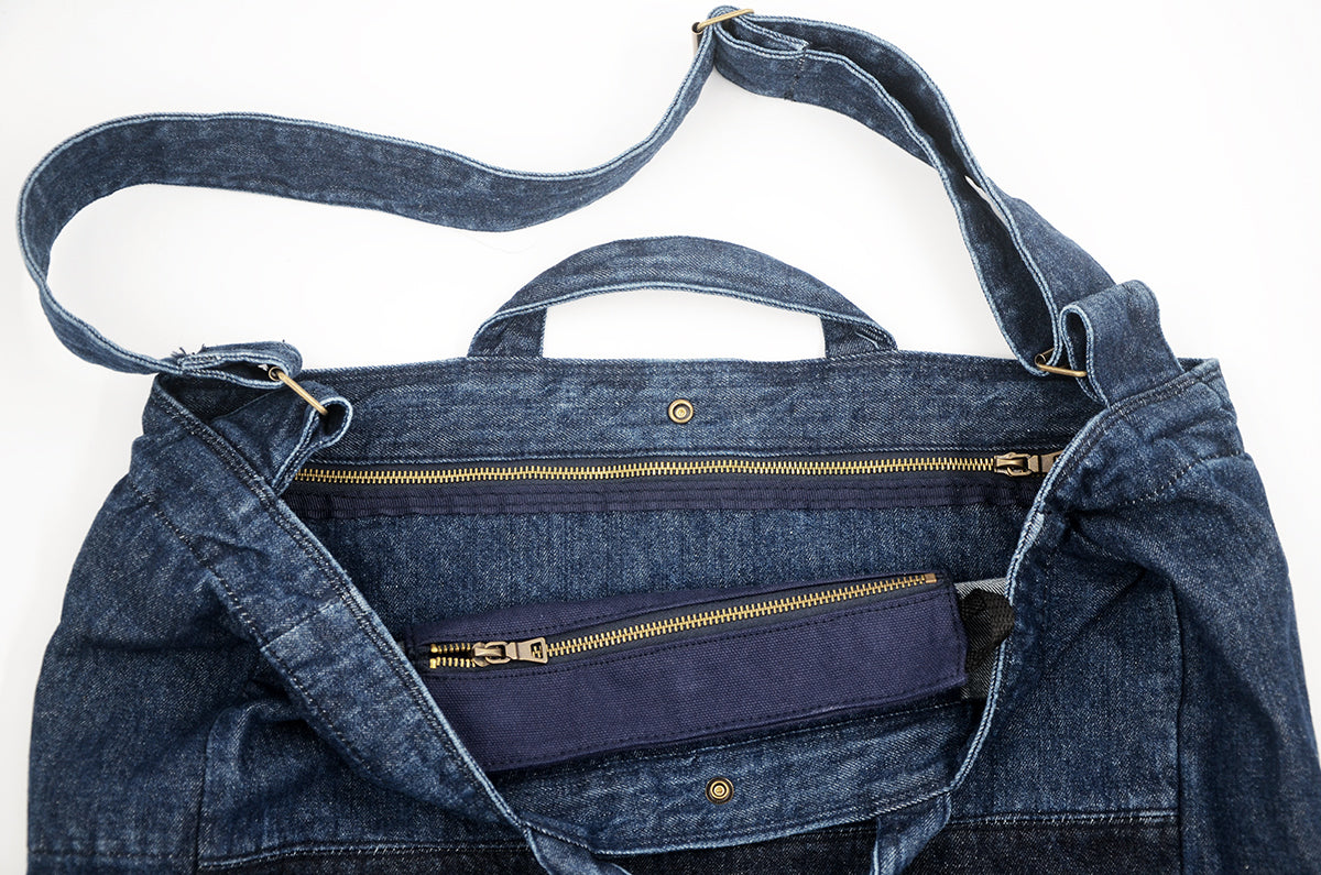 <a 002i1>Fungolia 2-in-1 Denim tote bag - 17" Large size