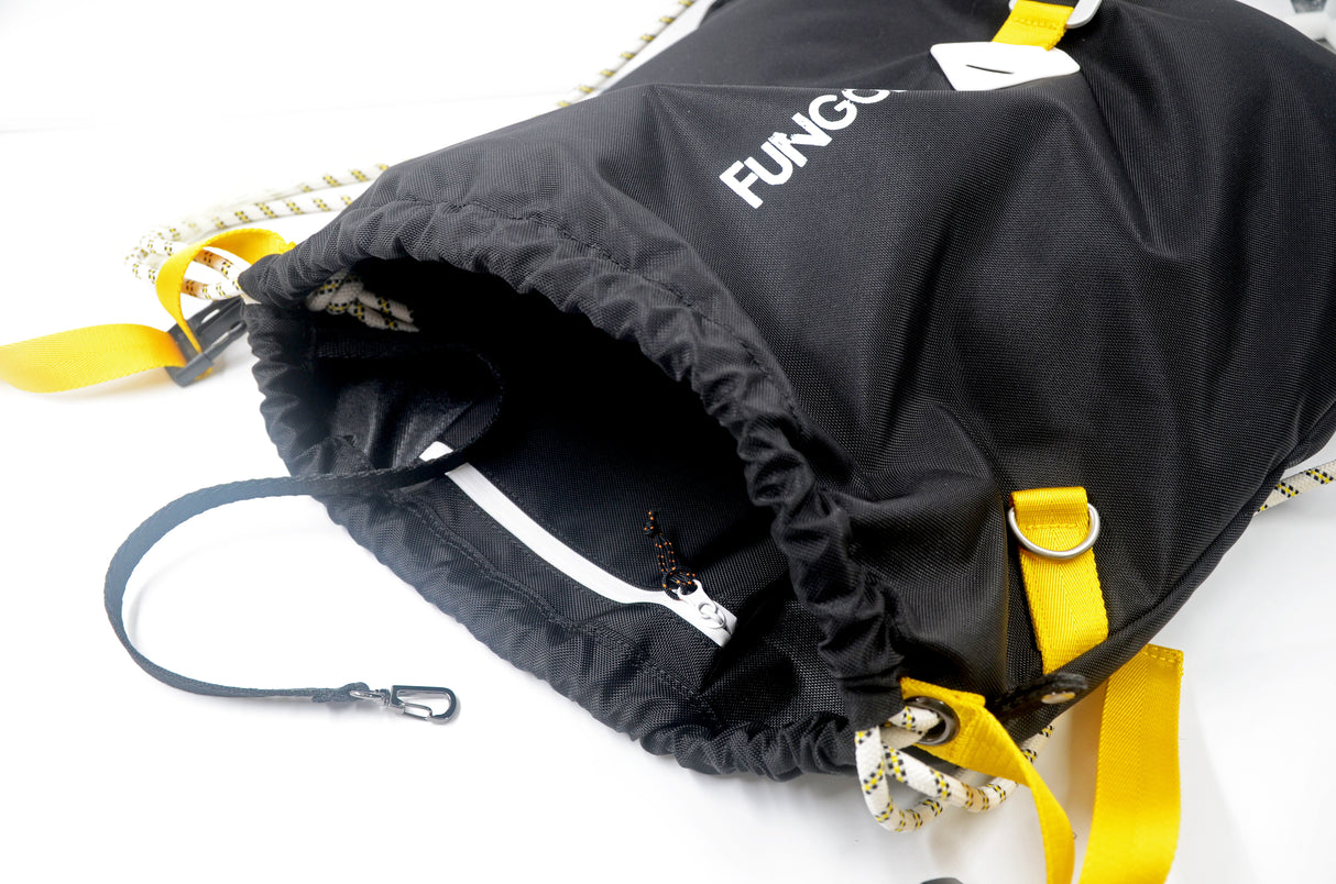 <A 001b1> Fungolia Premium drawstring backpack (Black/Yellow)