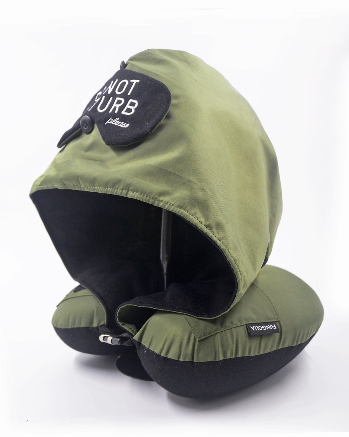 <A 000a001z9b> Fungolia MA-1 Memory Foam Travel Hoodie Pillow (green)
