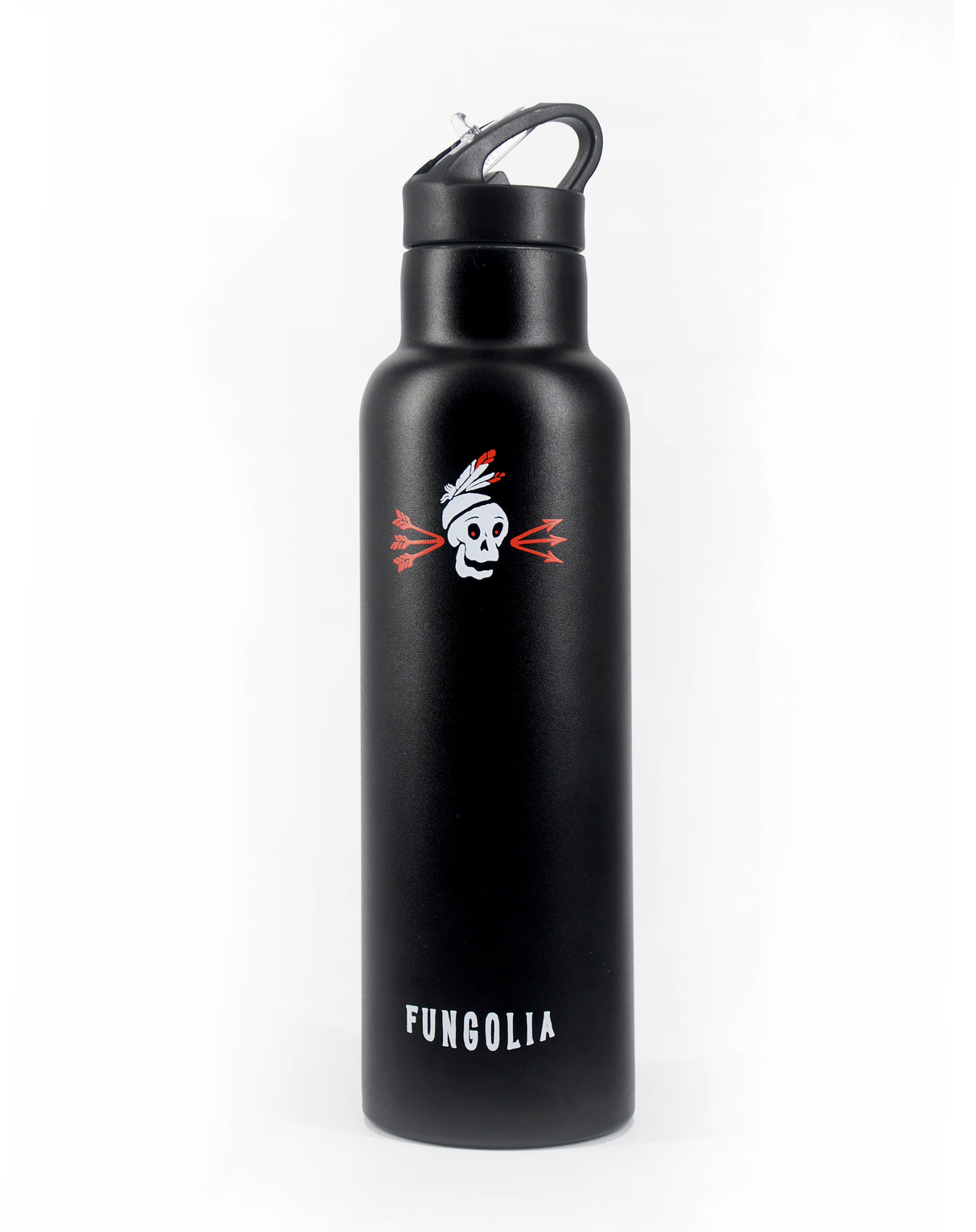<zzA 000a001y5r1> Fungolia 21 oz double wall insulated stainless steel water bottle with paracord holder (Black)