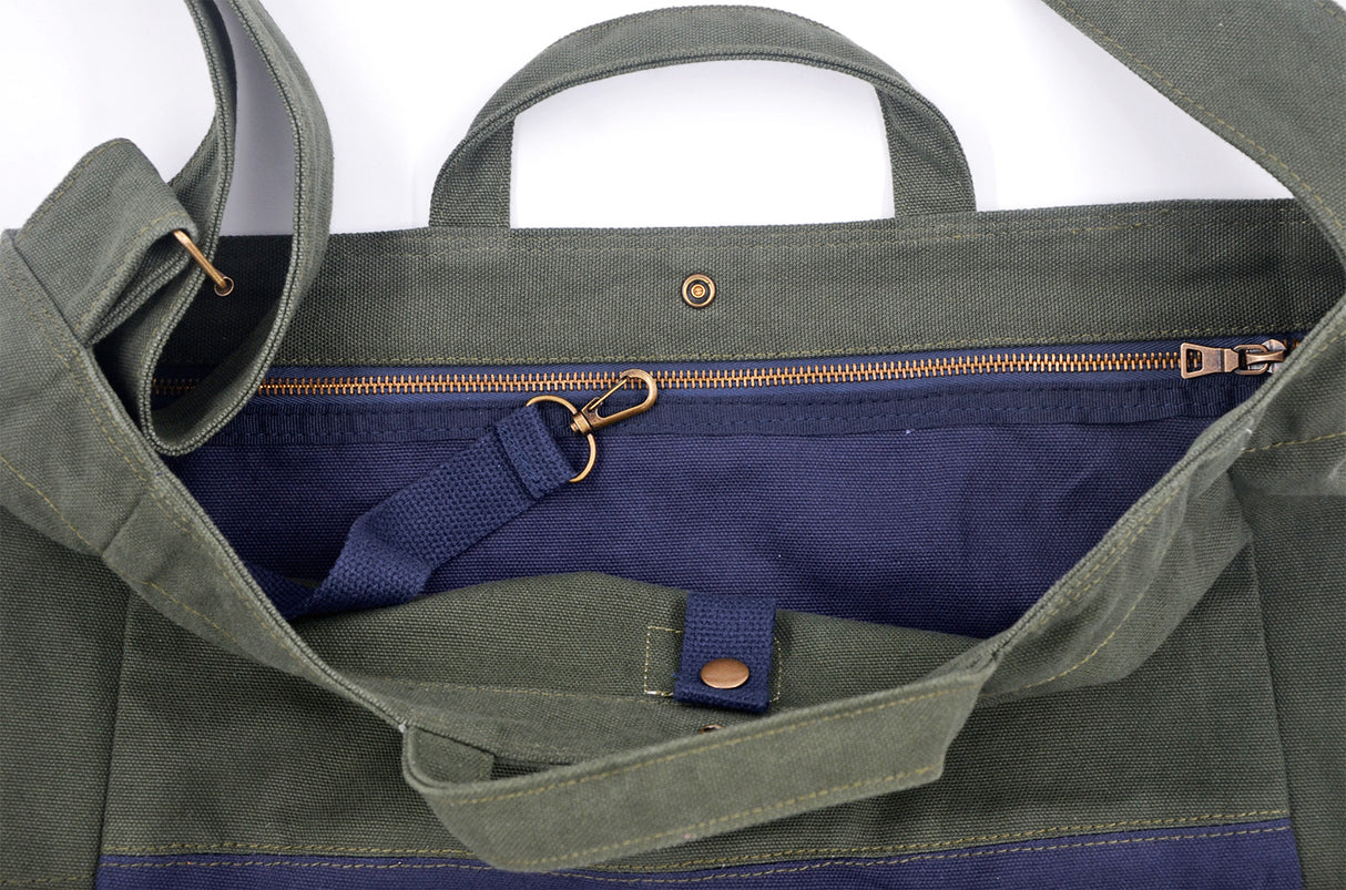 <a 002i1>Fungolia Two Toned Canvas tote bag - 15" Large size