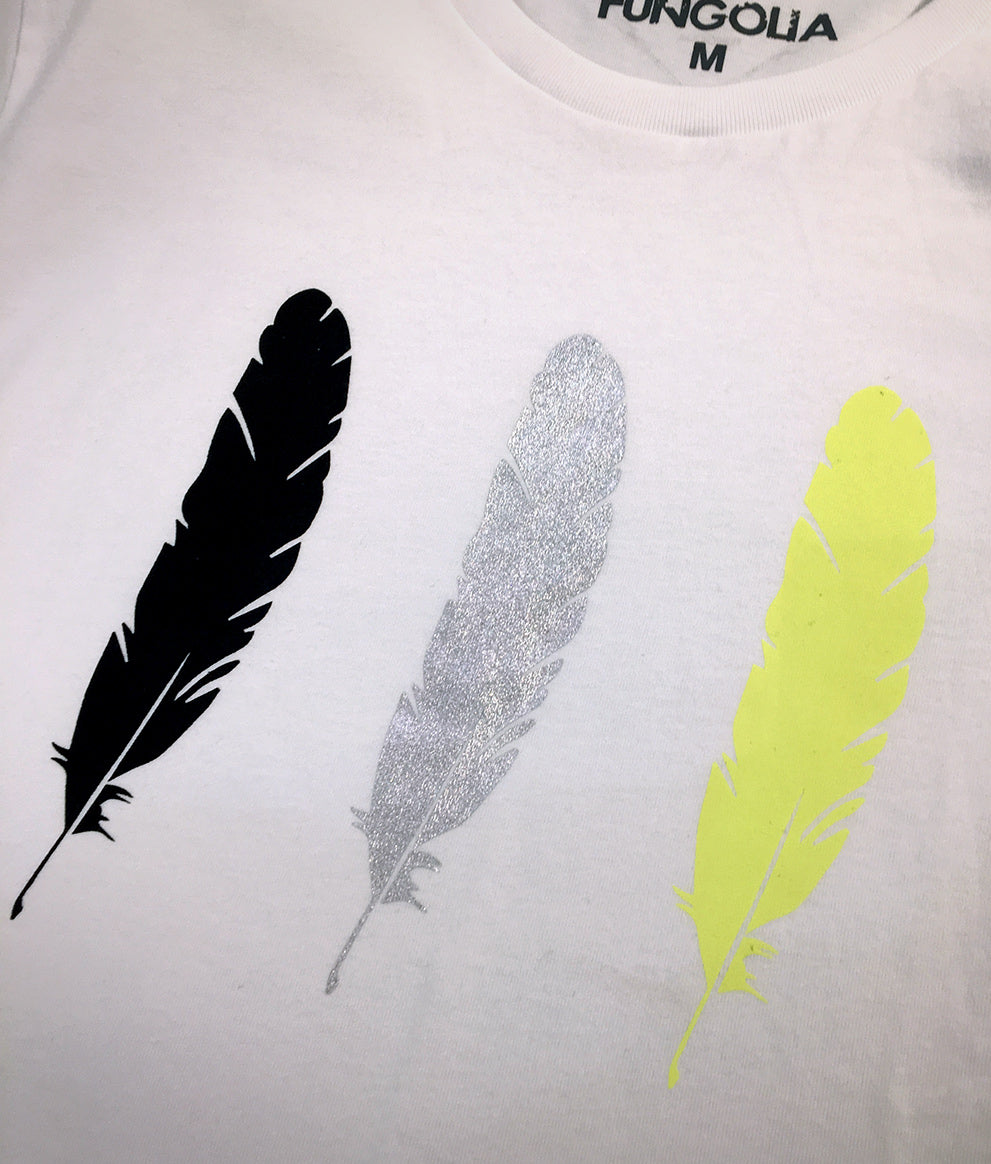 <A 001a09> Fungolia WBF Large Feather Tee (White)