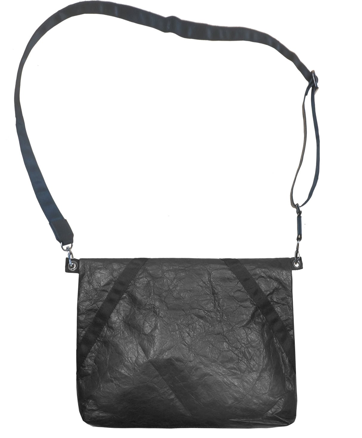 <A 000a001k04> Fungolia Mid-size Tyvek Shoulder Bag (Black) (With KOVID-TEX Antimicrobial Lining)