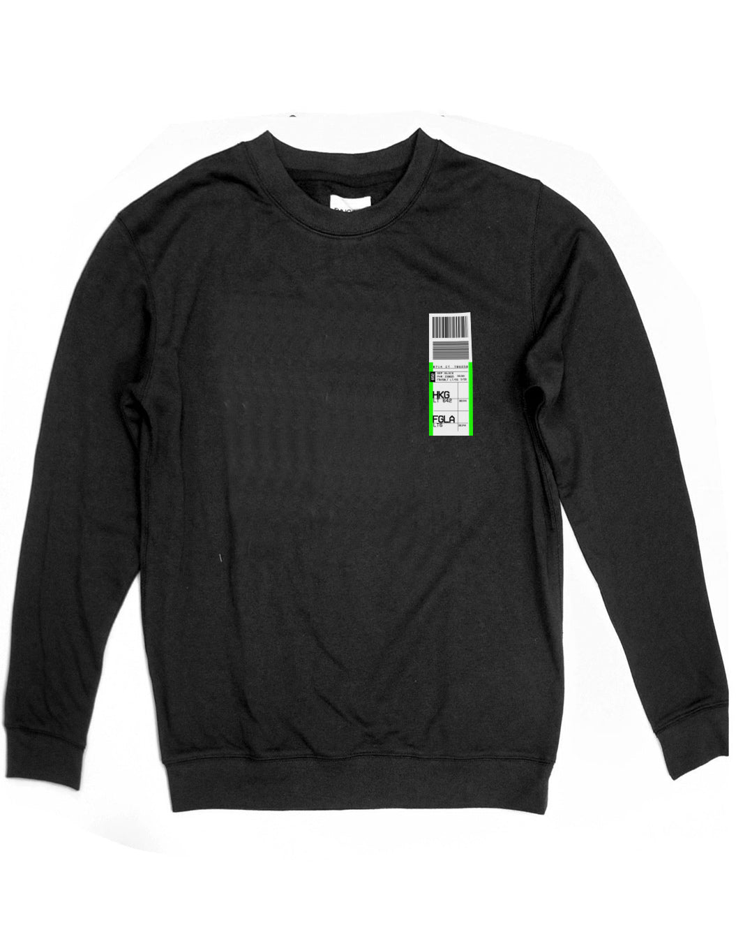 <A 000a108b>Fungolia Fleece Crew Neck Sweatshirt - Luggage Label (Black)