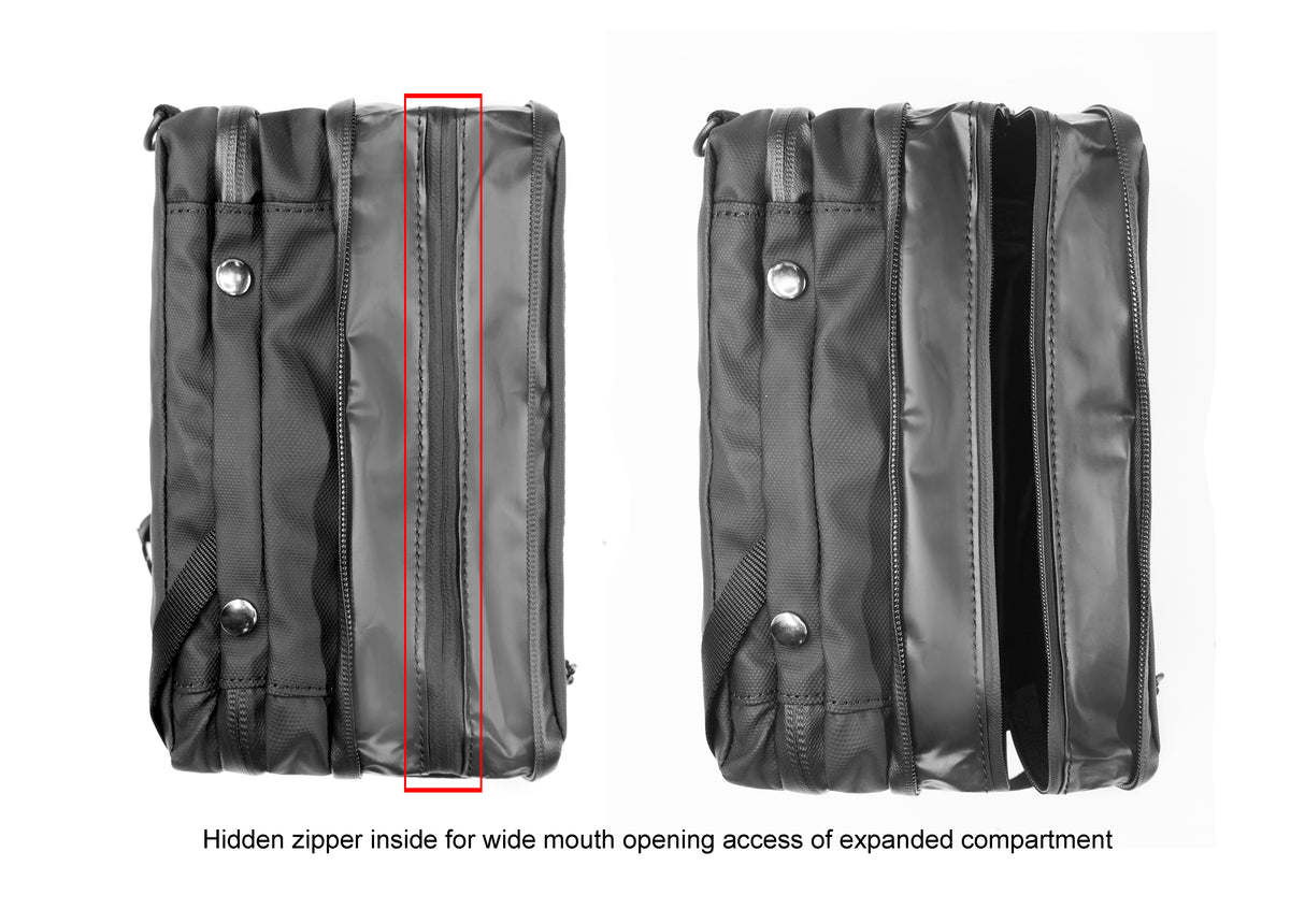 <A 000a001a92tx> Fungolia Mid-sized Expandable Premium Toiletry Bag (Matte Black)