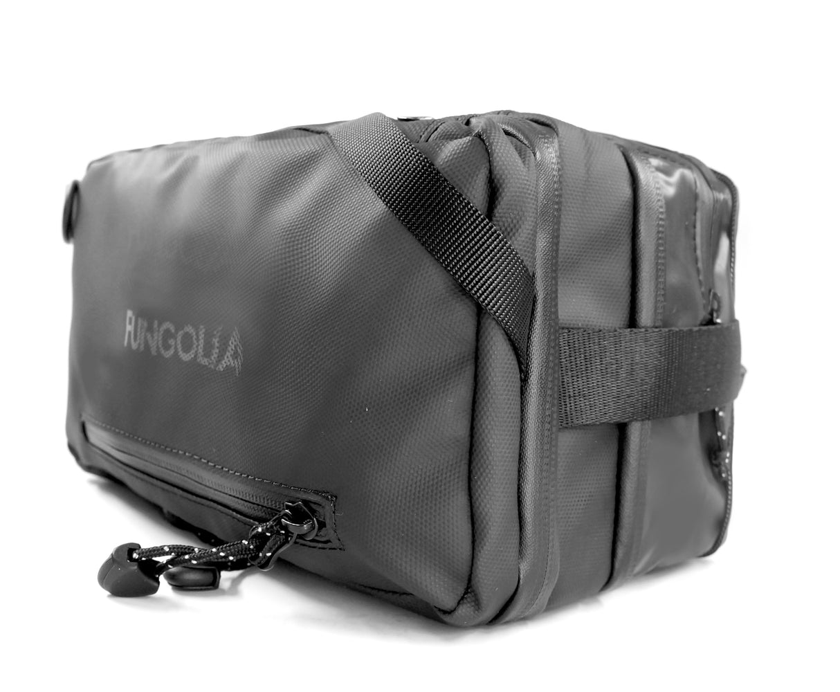 <A 000a001a92tx> Fungolia Mid-sized Expandable Premium Toiletry Bag (Matte Black)
