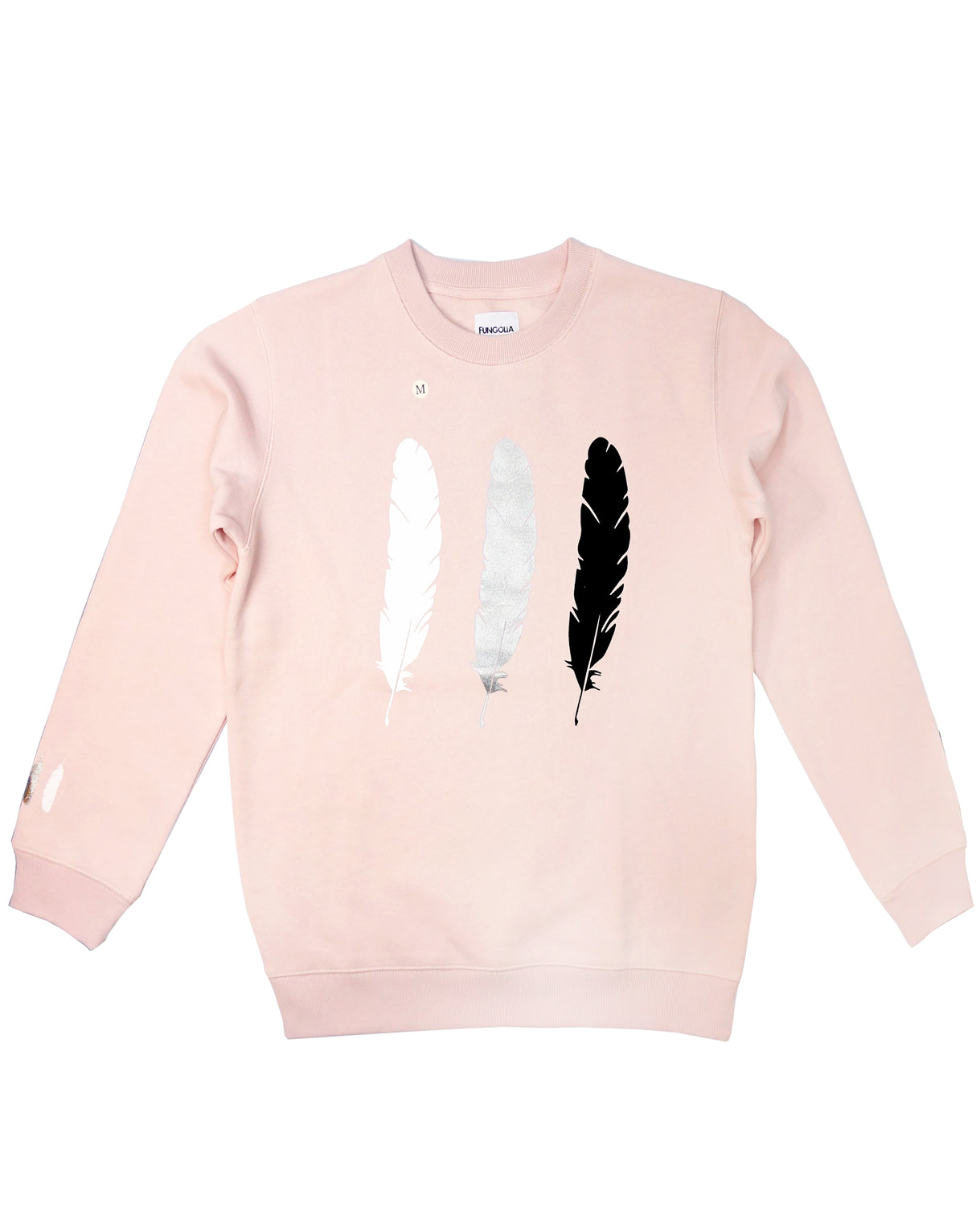 <A 000a109la>Fungolia Fleece Crew Neck Sweatshirt - Large Feathers (Light Pink)